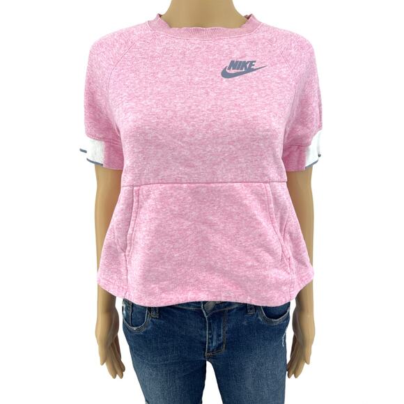 Nike Tops - Nike XS Pink Short Sleeve Crop Baby Tee Sweatshirt Sweater